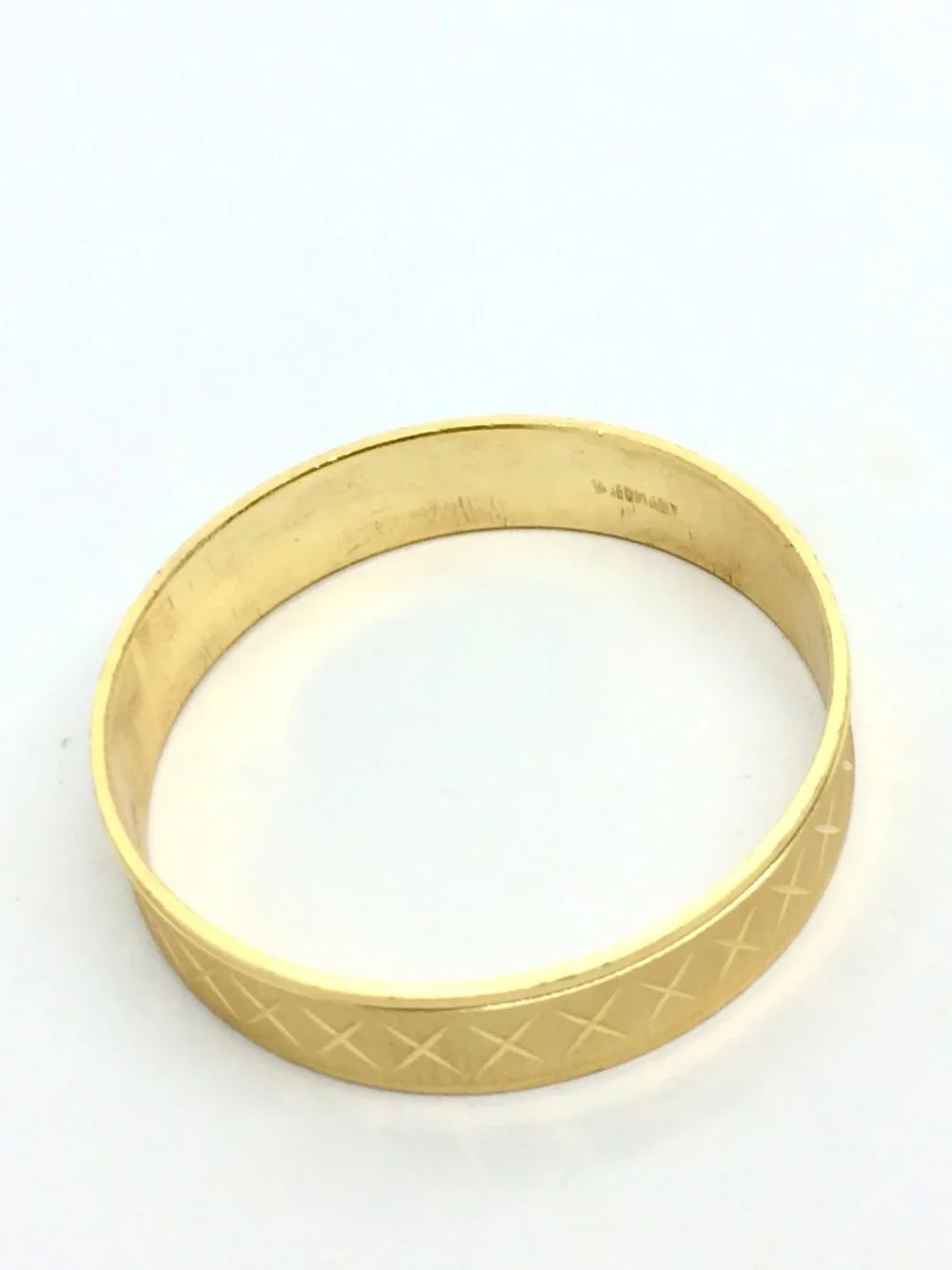 VINTAGE W GERMANY Bangle Gold Tone Matte Textured X Cross Wide Bracelet